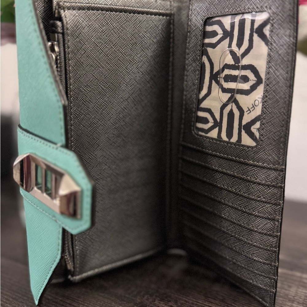 Rebecca Minkoff Turquoise Wallet with Metallic Clasp - Picture 3 of 4